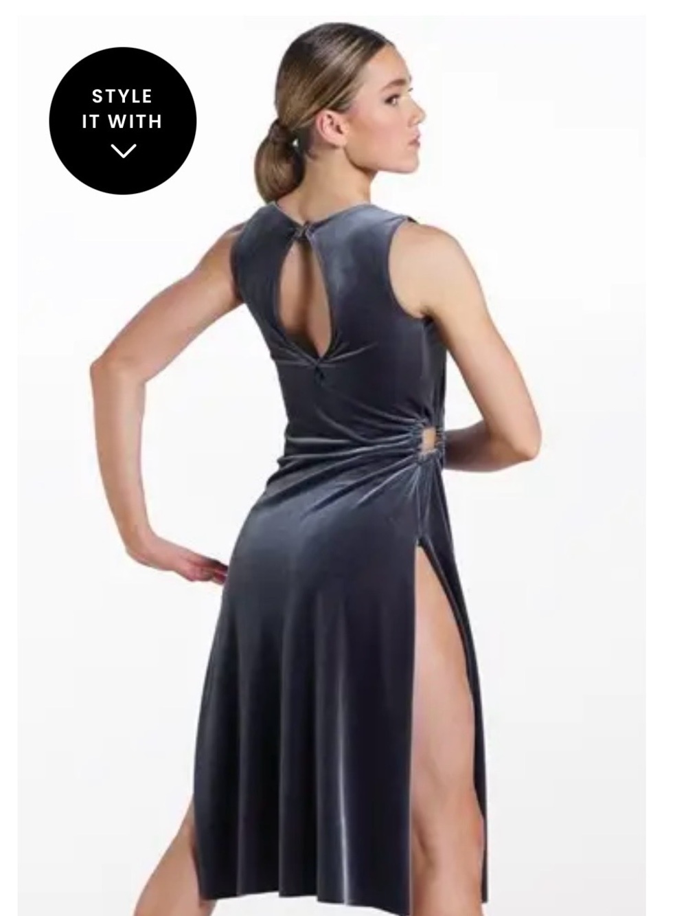 Gray Velvet A-Line midi dress